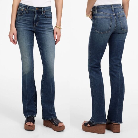 Madewell Mid-Rise Kick Out Crop Jeans in Medium Dark Blue Wash, size 28 - Picture 2 of 10